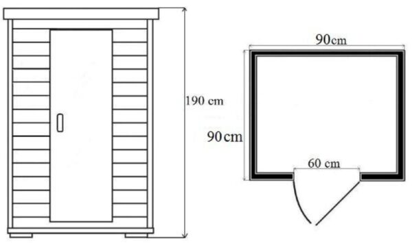 Infrared Sauna - HOLTEN MINI Quartz- Full Spectrum 5 heaters, 900x900x1900mm