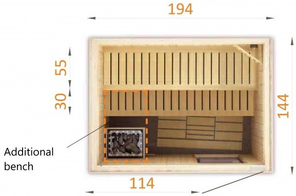 Finnish Sauna with Furnace PACIFIC 1940x1440x1990mm
