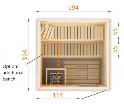 Finnish Sauna with Furnace SAHARA 1950x1950x1990mm