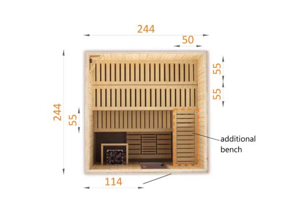 Finnish Sauna with Furnace AQUILA 2450x2450x1990mm