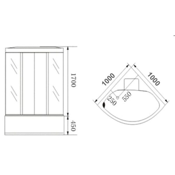 PALERMO 1306B White, Steam 1000x1000x2150mm