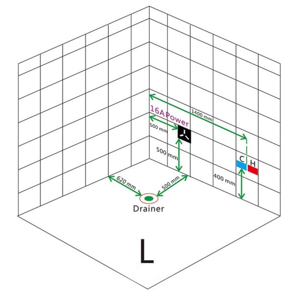 VEGAS 761 Left, Heater, 1800x1200x750mm