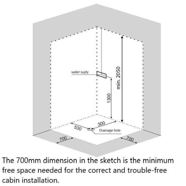 SHOWER ENCLOSURE CRB-301A 800mmx800mm MILK MAT DEEP CORNER SHOWER TRAY