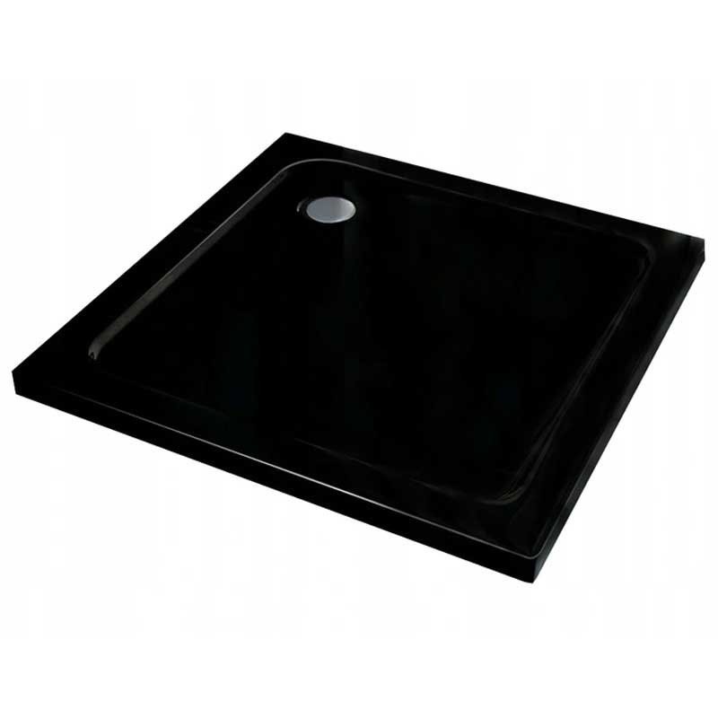 Square shower tray ST02A 800x800mm black siphon slim 50mm