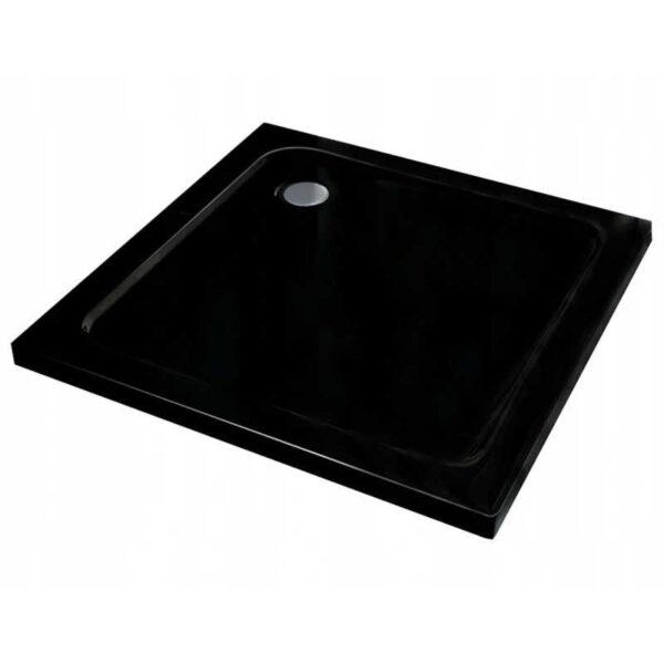 Square shower tray ST02B 900x900mm black siphon slim 50mm