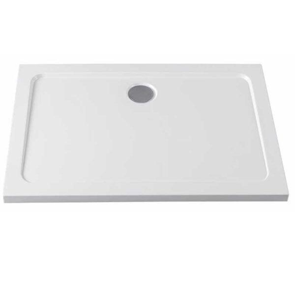 Rectangular shower tray ST03A 1000x800mm white siphon 50mm slim