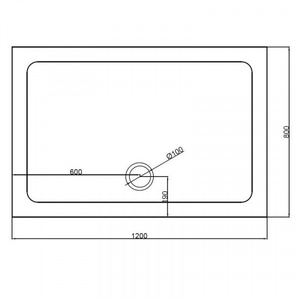 Rectangular shower tray ST03C 1200x800mm black siphon 50mm slim