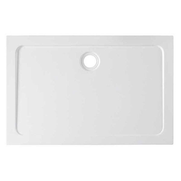 Rectangular shower tray ST05A 1000x700mm white siphon 50mm slim