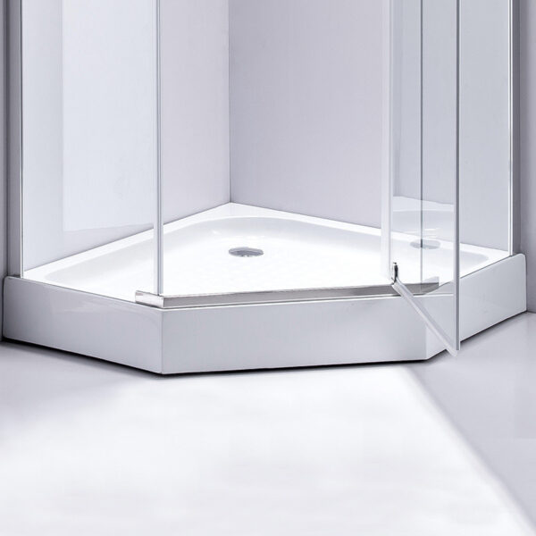 Pentagonal shower tray SXL07C 1000x1000mm white siphon 150mm high