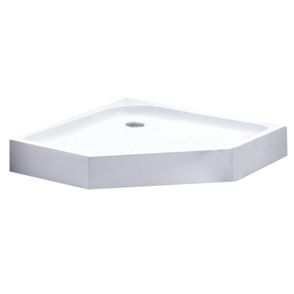 Pentagonal shower tray SXL07C 1000x1000mm white siphon 150mm high
