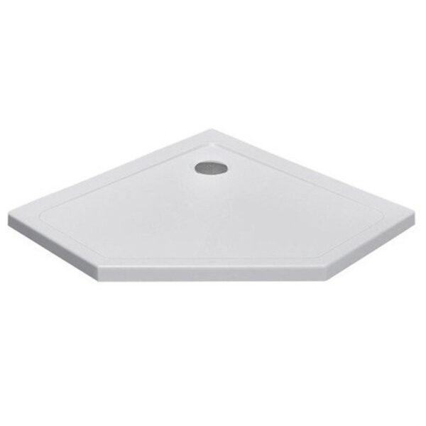 Pentagonal shower tray ST07C 1000x1000mm white siphon 50mm slim