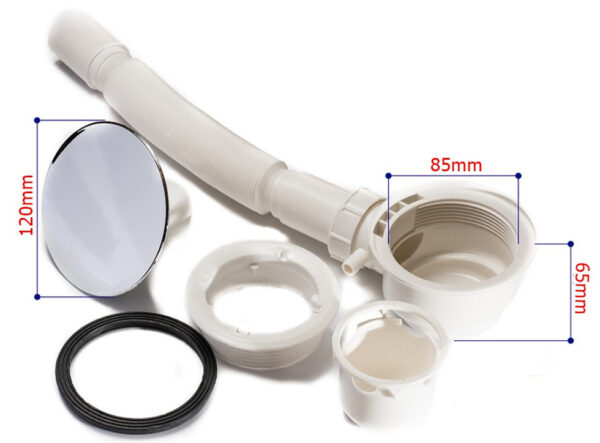 Pentagonal shower tray ST08C 1000x1000mm white siphon 50mm slim