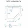 Pentagonal shower tray ST08B 900x900mm black siphon 50mm slim