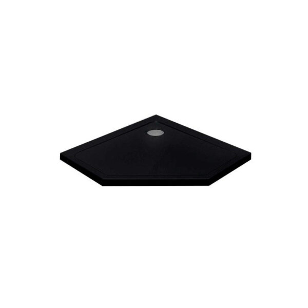 Pentagonal shower tray ST08B 900x900mm black siphon 50mm slim