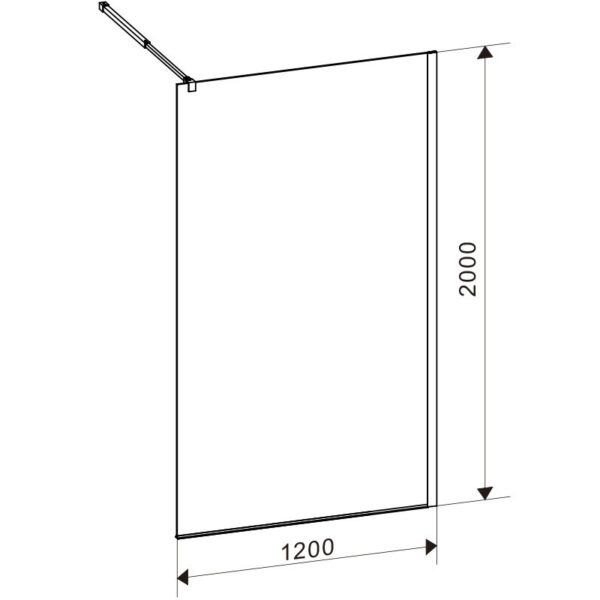 Shower screen P-SH07F 1200x2000mm GOLD