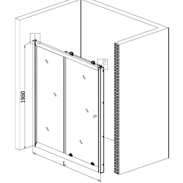 Shower door sliding SH02B chrome 900mm