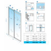 Shower door sliding KZ09D chrome 1250-1300mm glass 8mm