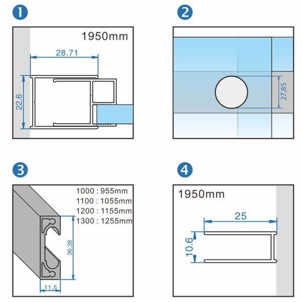 Shower door sliding KZ09D black 1250-1300mm glass 8mm