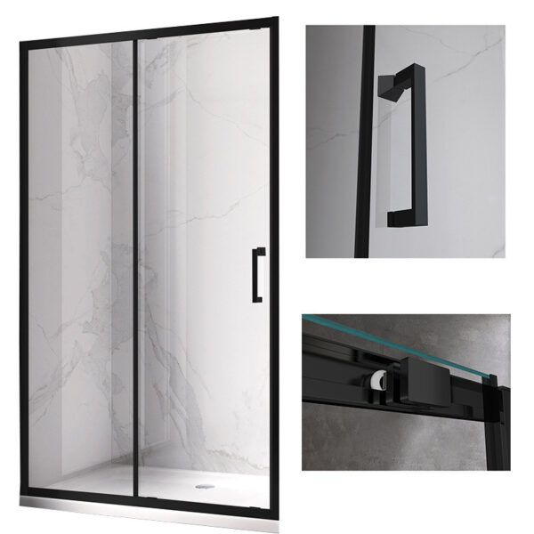 Shower door sliding KZ14D black 1250-1300mm glass 6mm