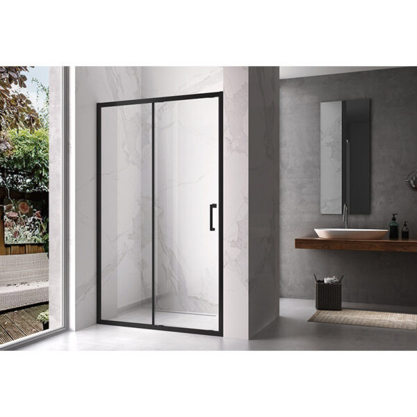 Shower door sliding KZ14D black 1250-1300mm glass 6mm