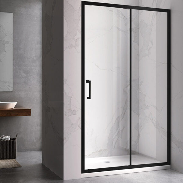 Shower door sliding KZ14E black 1350-1400mm glass 6mm