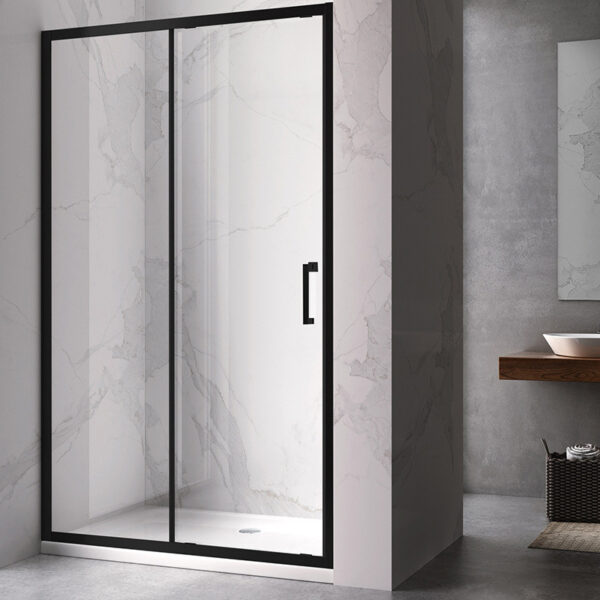 Shower door sliding KZ14E black 1350-1400mm glass 6mm