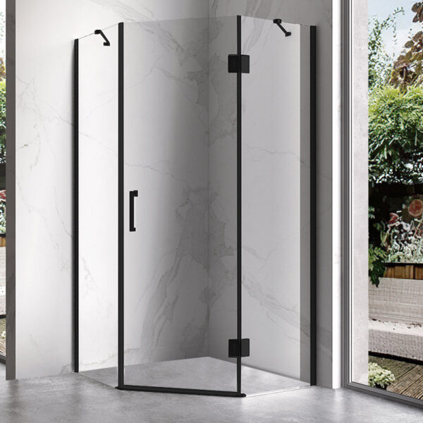 Pentagonal Shower Cabin KZ10B Black 900x900mm