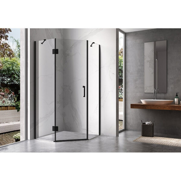 Pentagonal Shower Cabin KZ10B Black 900x900mm