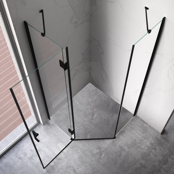 Pentagonal Shower Cabin KZ10B Black 900x900mm