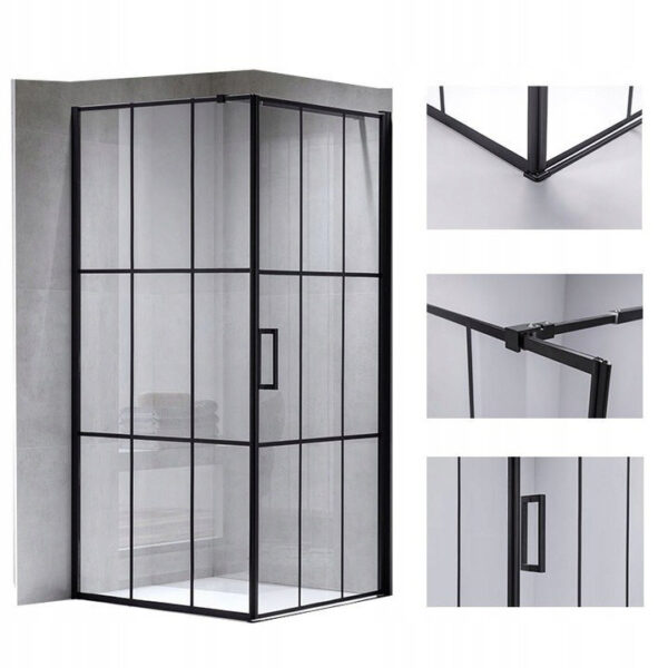 Square shower cabin R-BS13B Black 900x900mm