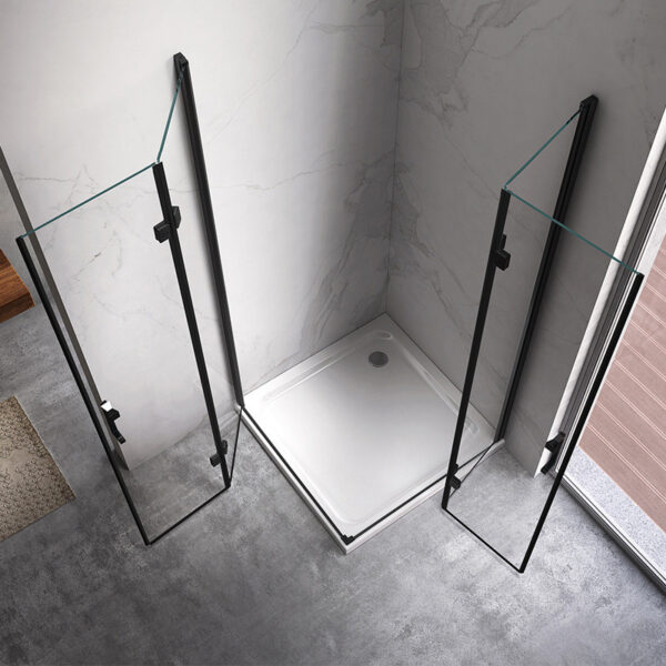 Rectangular shower cabin S-KZ12A Black 900x800mm Glass 6mm