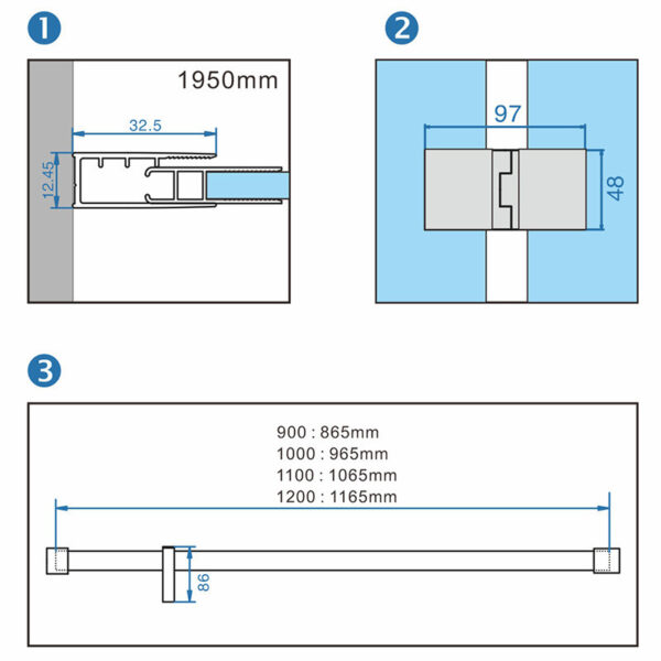 Rectangular shower cabin S-KZ02A Chrome 900x800mm