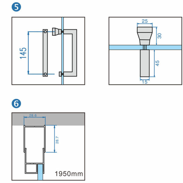 Rectangular shower cabin S-KZ05A Chrome 900x800mm