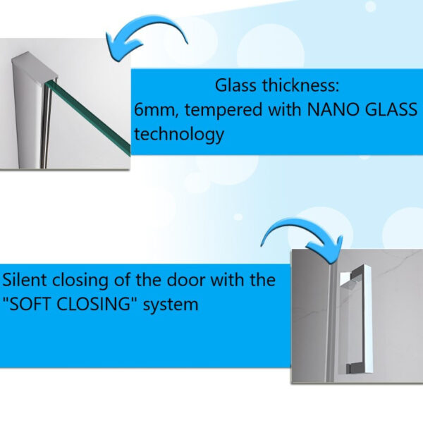 Square shower cabin R-KZ04 C Chrome 900x900mm glass 6mm