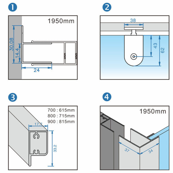 Square shower cabin R-KZ04 C Chrome 900x900mm glass 6mm