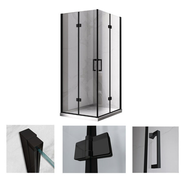 Square shower cabin R-KZ08C Black 900x900mm glass 6mm
