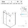 Rectangular shower cabin S-KZ202B Chrome 1100x900mm, Glass 8mm