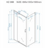 Rectangular shower cabin S-KZ06B Chrome 1000x800mm