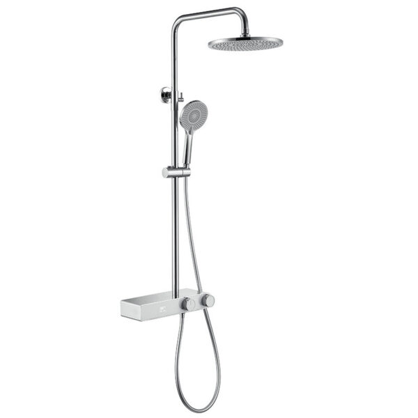 LCD surface-mounted shower mixer with a rain shower head F12C Chrome