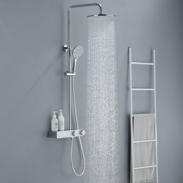 LCD surface-mounted shower mixer with a rain shower head F12C Chrome