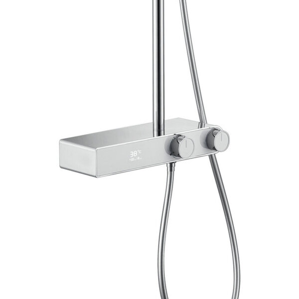 LCD surface-mounted shower mixer with a rain shower head F12C Chrome