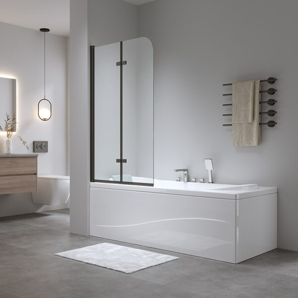 Bathtub shower screen 1000x1400mm B-PR04 Black glass 6mm