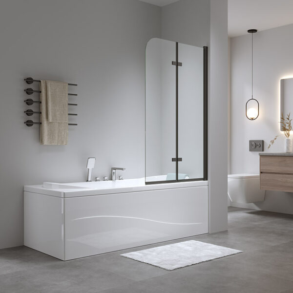 Bathtub shower screen 1000x1400mm B-PR04 Black glass 6mm