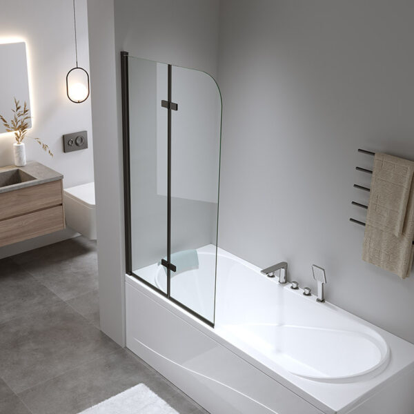 Bathtub shower screen 1000x1400mm B-PR04 Black glass 6mm