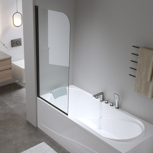 Bathtub shower screen 800x1400mm B-PR01 glass 6mm Black