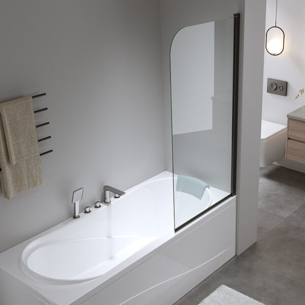 Bathtub shower screen 800x1400mm B-PR01 glass 6mm Black