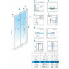 Shower door folding KZ11C chrome 1000mm glass 6mm