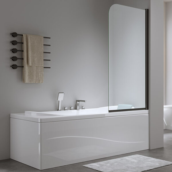 Bathtub shower screen 700x1400mm B-PR01 glass 6mm Black