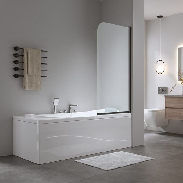 Bathtub shower screen 700x1400mm B-PR01 glass 6mm Black