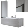 Bathtub shower screen 700x1400mm B-PR01 glass 6mm Black